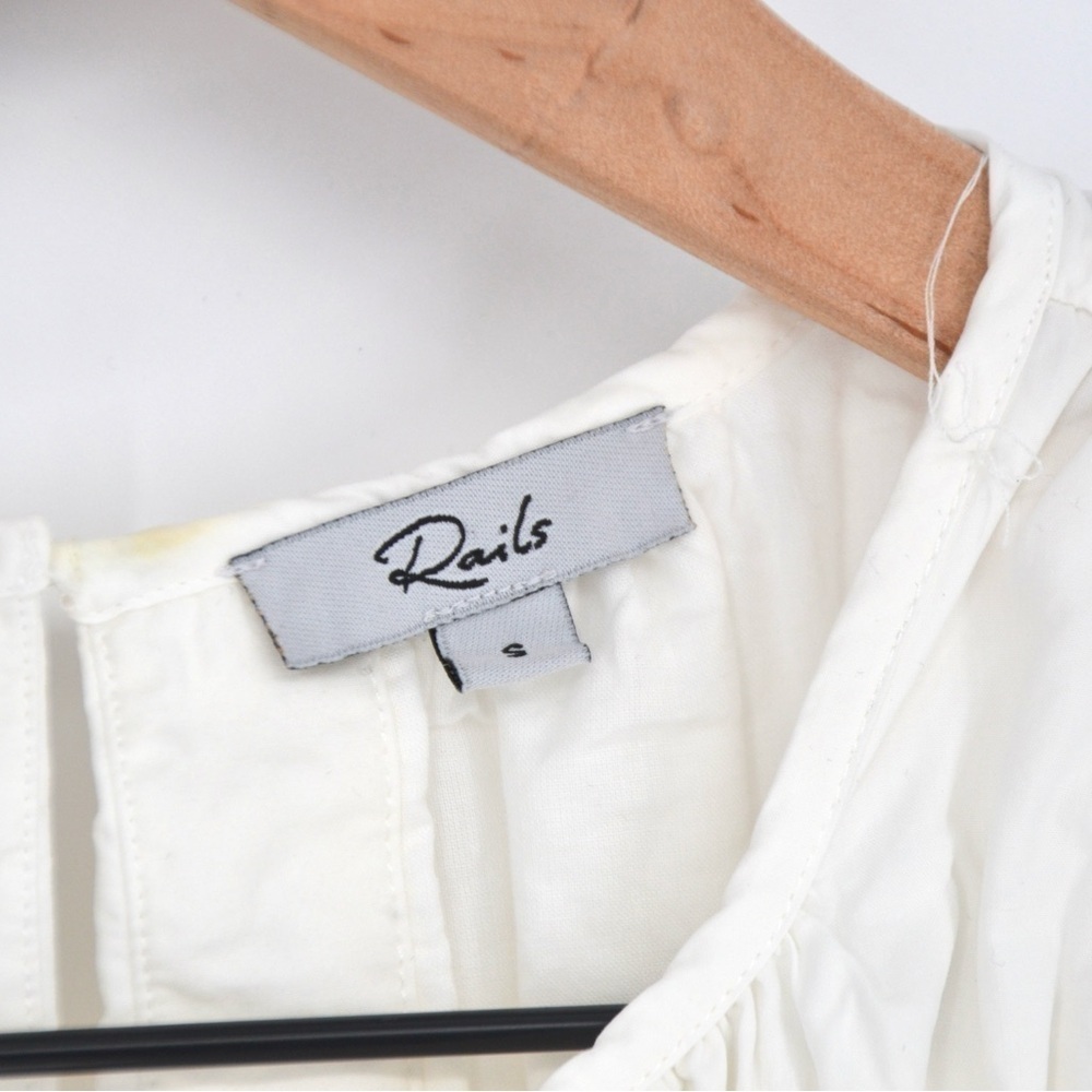 Rails Tilda Smocked Midi Dress Cotton Poplin Sleeveless in White Women's S - Picture 6 of 6